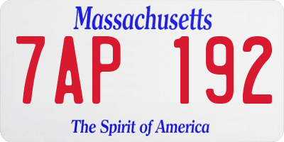 MA license plate 7AP192