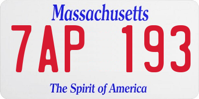MA license plate 7AP193
