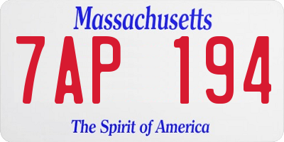 MA license plate 7AP194