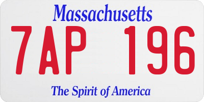 MA license plate 7AP196