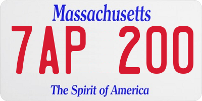 MA license plate 7AP200
