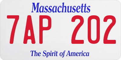 MA license plate 7AP202