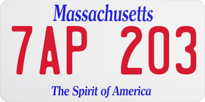 MA license plate 7AP203