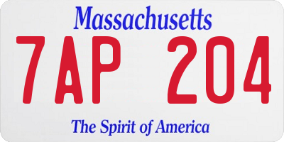 MA license plate 7AP204