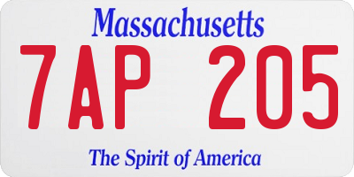 MA license plate 7AP205
