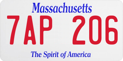 MA license plate 7AP206