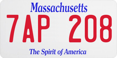 MA license plate 7AP208