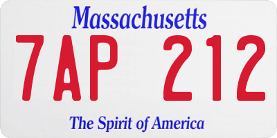 MA license plate 7AP212