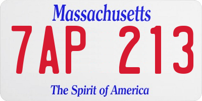 MA license plate 7AP213