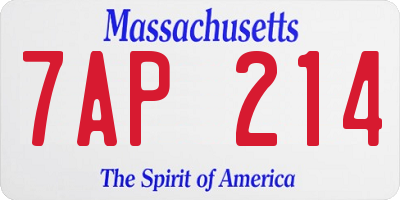 MA license plate 7AP214