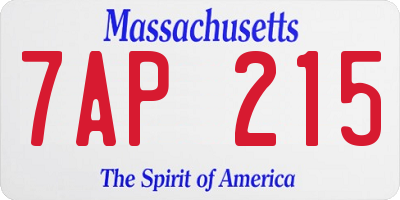 MA license plate 7AP215