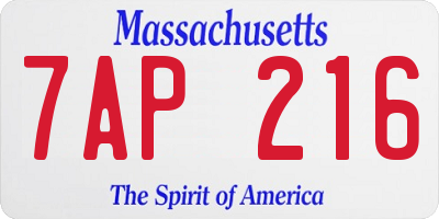 MA license plate 7AP216