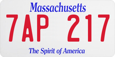 MA license plate 7AP217