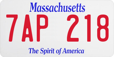 MA license plate 7AP218
