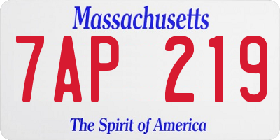 MA license plate 7AP219