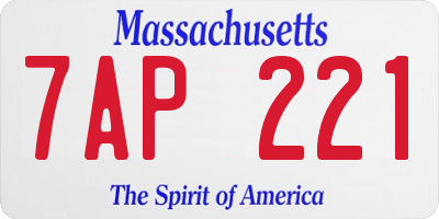 MA license plate 7AP221
