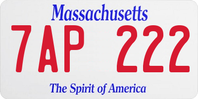 MA license plate 7AP222