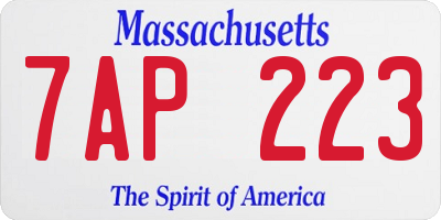 MA license plate 7AP223