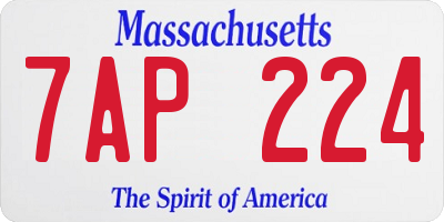 MA license plate 7AP224