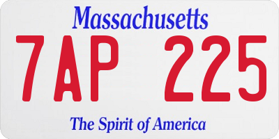 MA license plate 7AP225