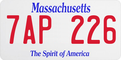 MA license plate 7AP226