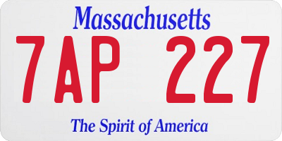MA license plate 7AP227