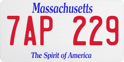 MA license plate 7AP229