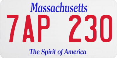 MA license plate 7AP230
