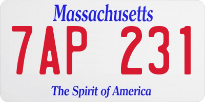 MA license plate 7AP231