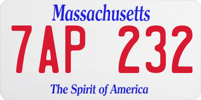 MA license plate 7AP232