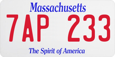 MA license plate 7AP233
