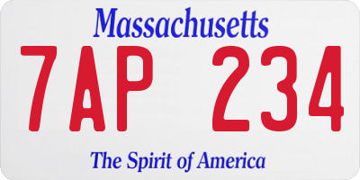 MA license plate 7AP234