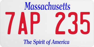 MA license plate 7AP235