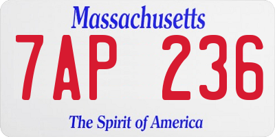 MA license plate 7AP236