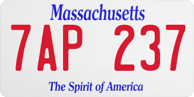MA license plate 7AP237
