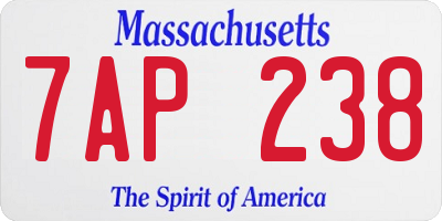 MA license plate 7AP238