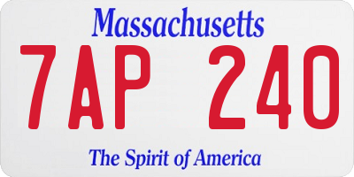 MA license plate 7AP240