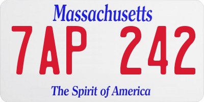 MA license plate 7AP242