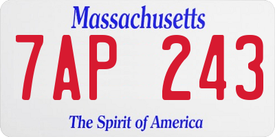 MA license plate 7AP243