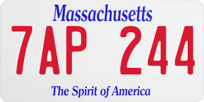 MA license plate 7AP244