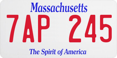 MA license plate 7AP245