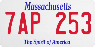 MA license plate 7AP253