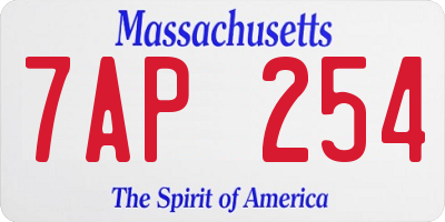 MA license plate 7AP254