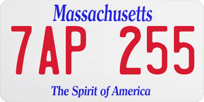 MA license plate 7AP255