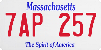 MA license plate 7AP257