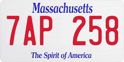 MA license plate 7AP258