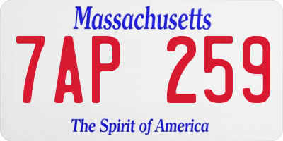 MA license plate 7AP259