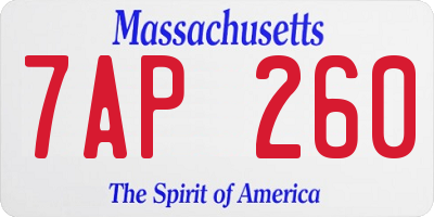 MA license plate 7AP260
