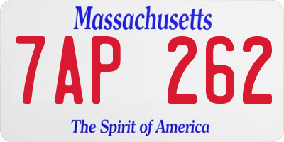 MA license plate 7AP262