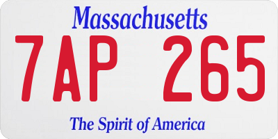MA license plate 7AP265